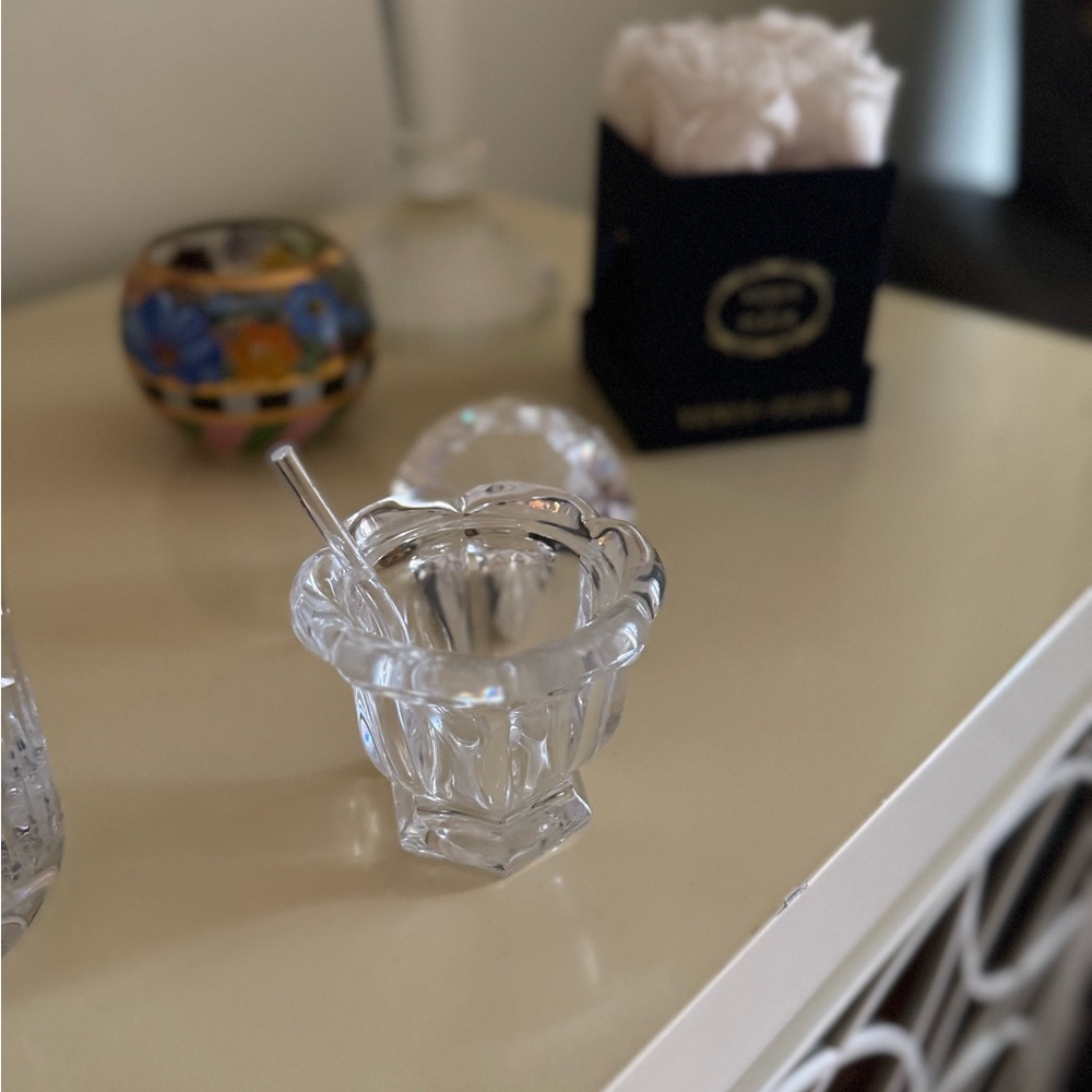 Baccarat Crystal Jam Jar w Matching Baccarat spoon.. Heightens any 🏡 aesthetic - Picture 8 of 9